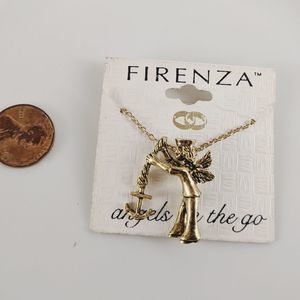 Vintage Firenza Angel of Sailor Navy Gold Necklace